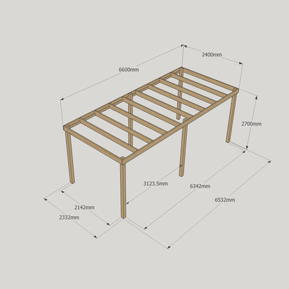 Freestanding Box Pergola - Light Green - 2.4m Width x 6.6m Length
