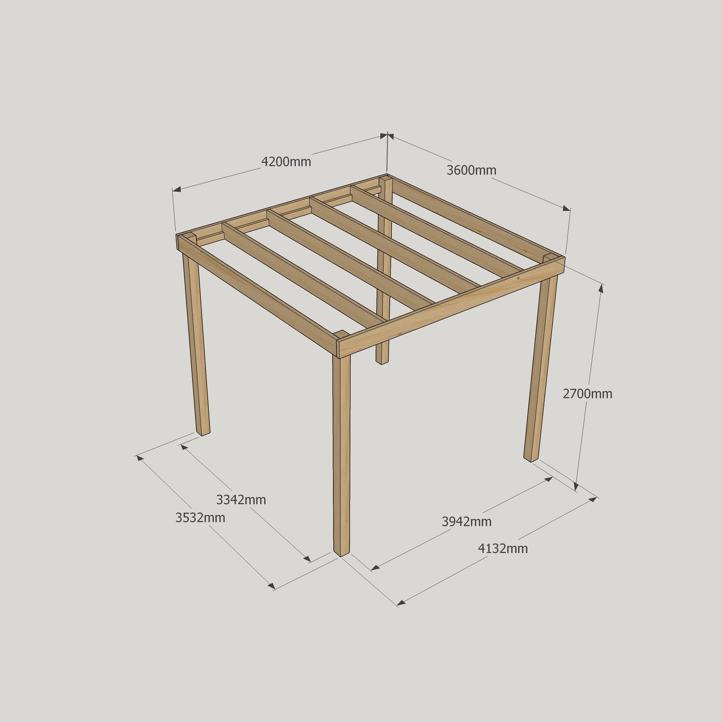 Freestanding Box Pergola - Light Green - 3.6m Width x 4.2m Length
