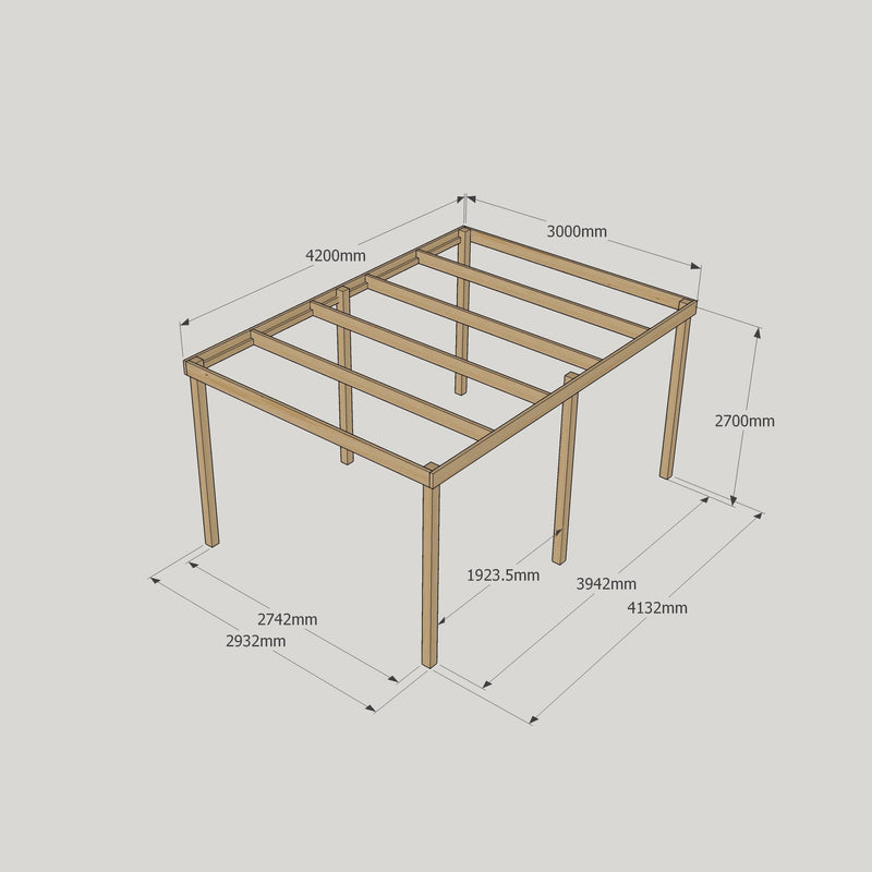 Freestanding Box Pergola - Light Green - 3m Width x 4.2m Length