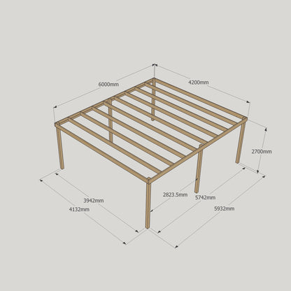 Freestanding Box Pergola - Light Green - 4.2m Width x 6m Length
