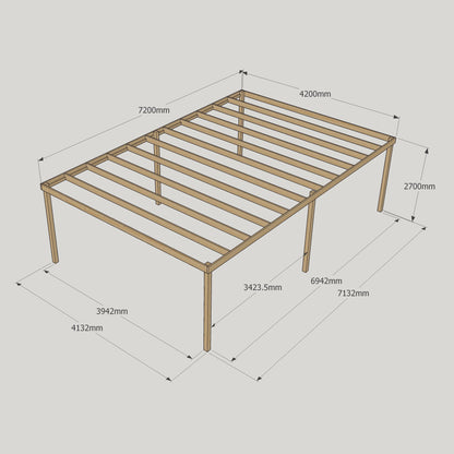 Freestanding Box Pergola - Light Green - 4.2m Width x 7.2m Length