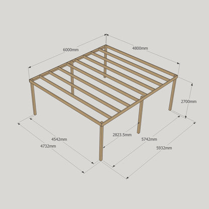 Freestanding Box Pergola - Light Green - 4.8m Width x 6m Length