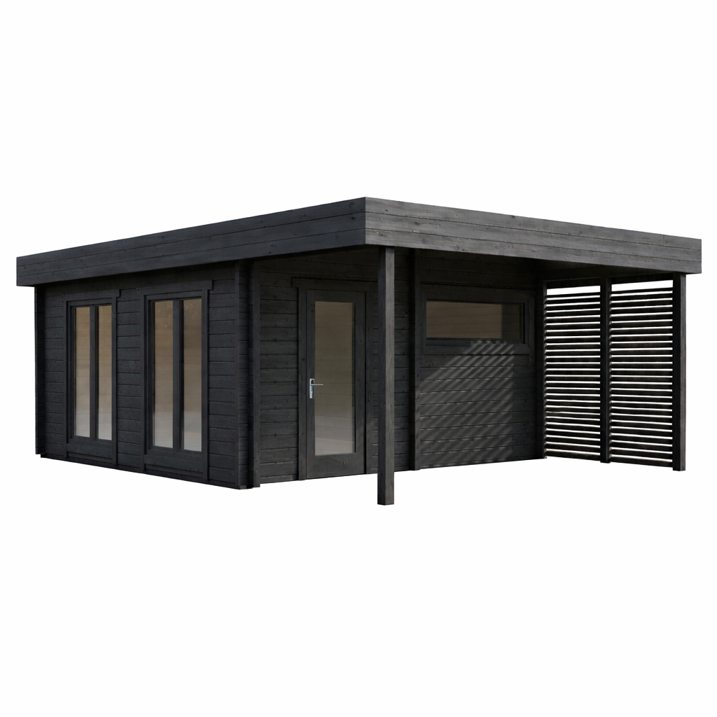 Howe 460 Grande 2-4 Person Outdoor Sauna with Terrace, Studio & Changing Room product exterior view