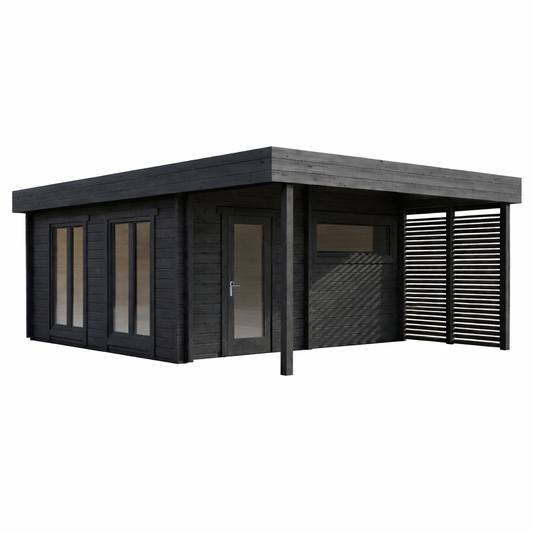 Howe 460 Grande 2-4 Person Outdoor Sauna with Terrace, Studio & Changing Room product exterior view