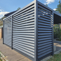 Fixed louvre side panel in anthracite close-up of angled slat and aluminium frame