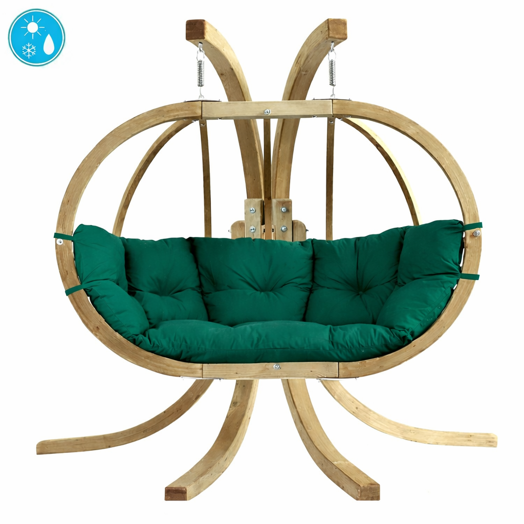 globo royal double hanging egg chair set product exterior view — view 2