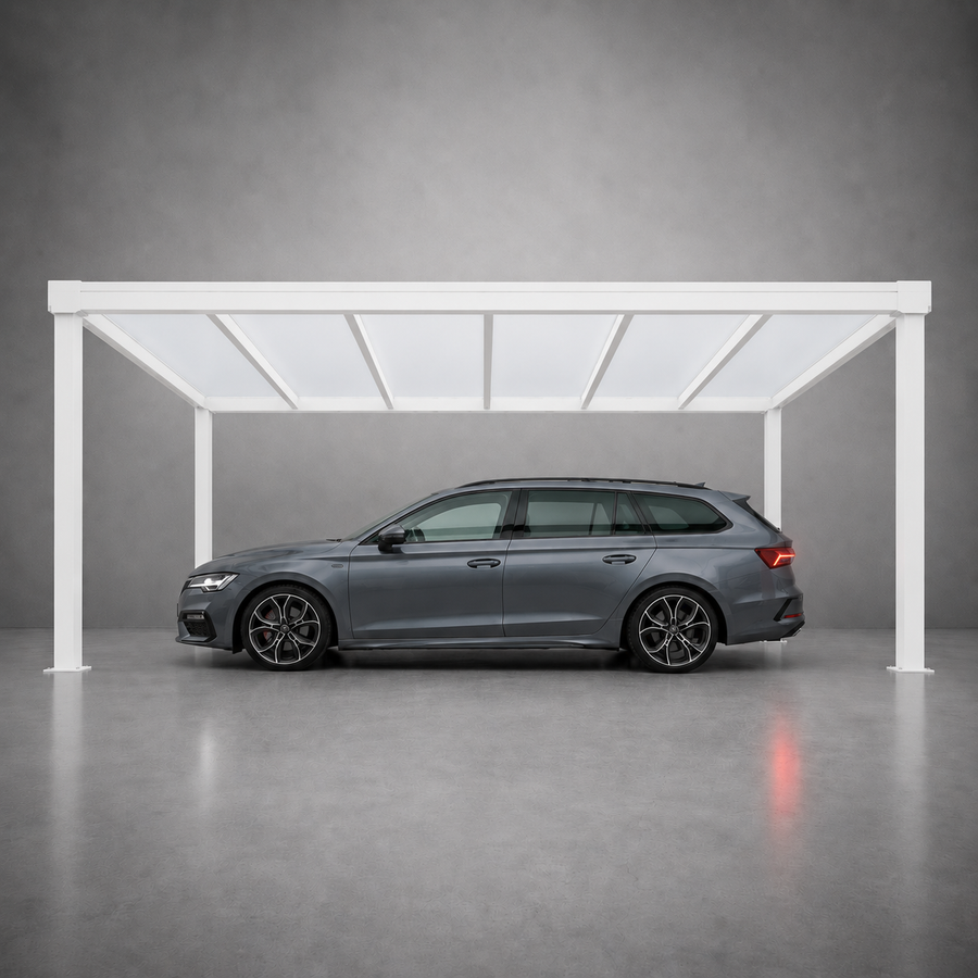 Aluminium Carport | The Tetto Freestanding | Modular & Interlinkable | Sloped Roof with Concealed Drainage | Add Grillo Louvre Sides