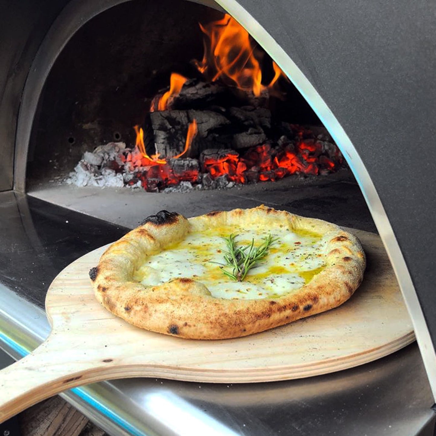 clementi original pulcinella wood fired pizza oven lifestyle exterior view — view 5