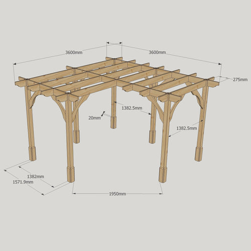 Freestanding Corner Premium Pergola | Timber | Multiple Sizes