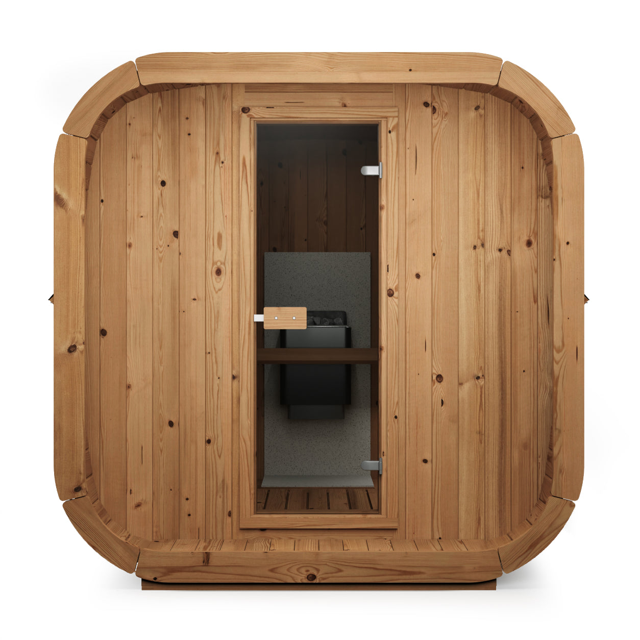 Timber Front Wall with Glass Door — front view
