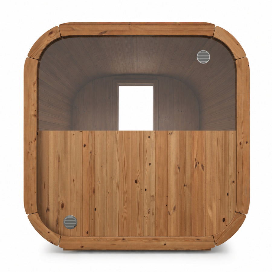 Half-Moon Glass Back Wall for Cube Saunas — product detail