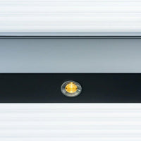 Veranda with Roma Lumino spotlight kit installed, warm white spotlights active at dusk