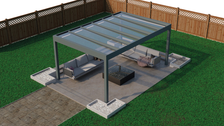 Glass Roof Aluminium Pergola | Deponti Pinela Glass | Reinforced Safety Glass | Extra-Wide Panels | Spans Up To 7m | Integrated LED