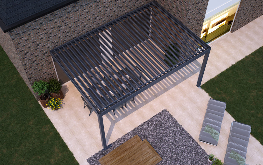 Motorised Louvred Pergola | Deponti Pinela | Somfy Remote Control | Stepless Louvre Rotation Up To 120° | Precise Light & Airflow Control
