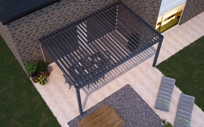 Motorised Louvred Pergola | Deponti Pinela | Somfy Remote Control | Stepless Louvre Rotation Up To 120° | Precise Light & Airflow Control