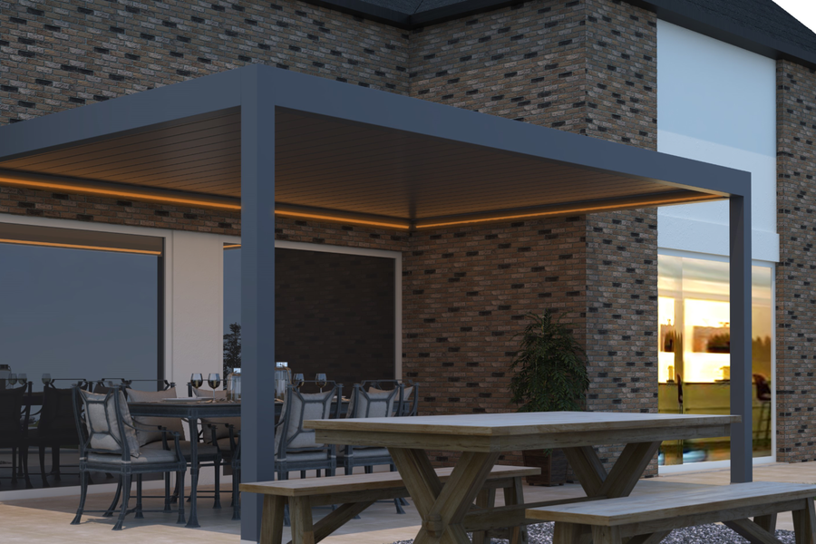 Motorised Louvred Pergola | Deponti Pinela | Somfy Remote Control | Stepless Louvre Rotation Up To 120° | Precise Light & Airflow Control