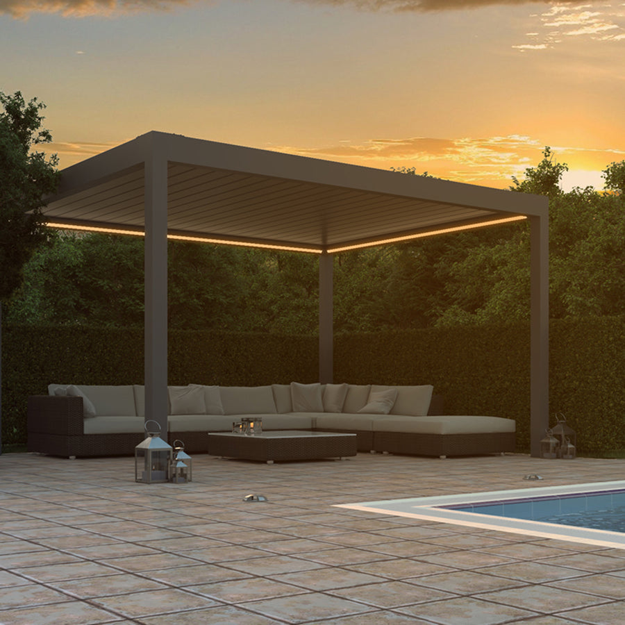 Motorised Louvred Pergola | Deponti Pinela | Somfy Remote Control | Stepless Louvre Rotation Up To 120° | Precise Light & Airflow Control