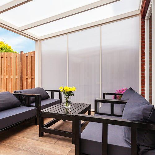 Polycarbonate Side Wall | Roma Verandas | 16mm Polycarbonate | Aluminium Frame | Universal Veranda Compatibility | Opal Clear or Solar Control