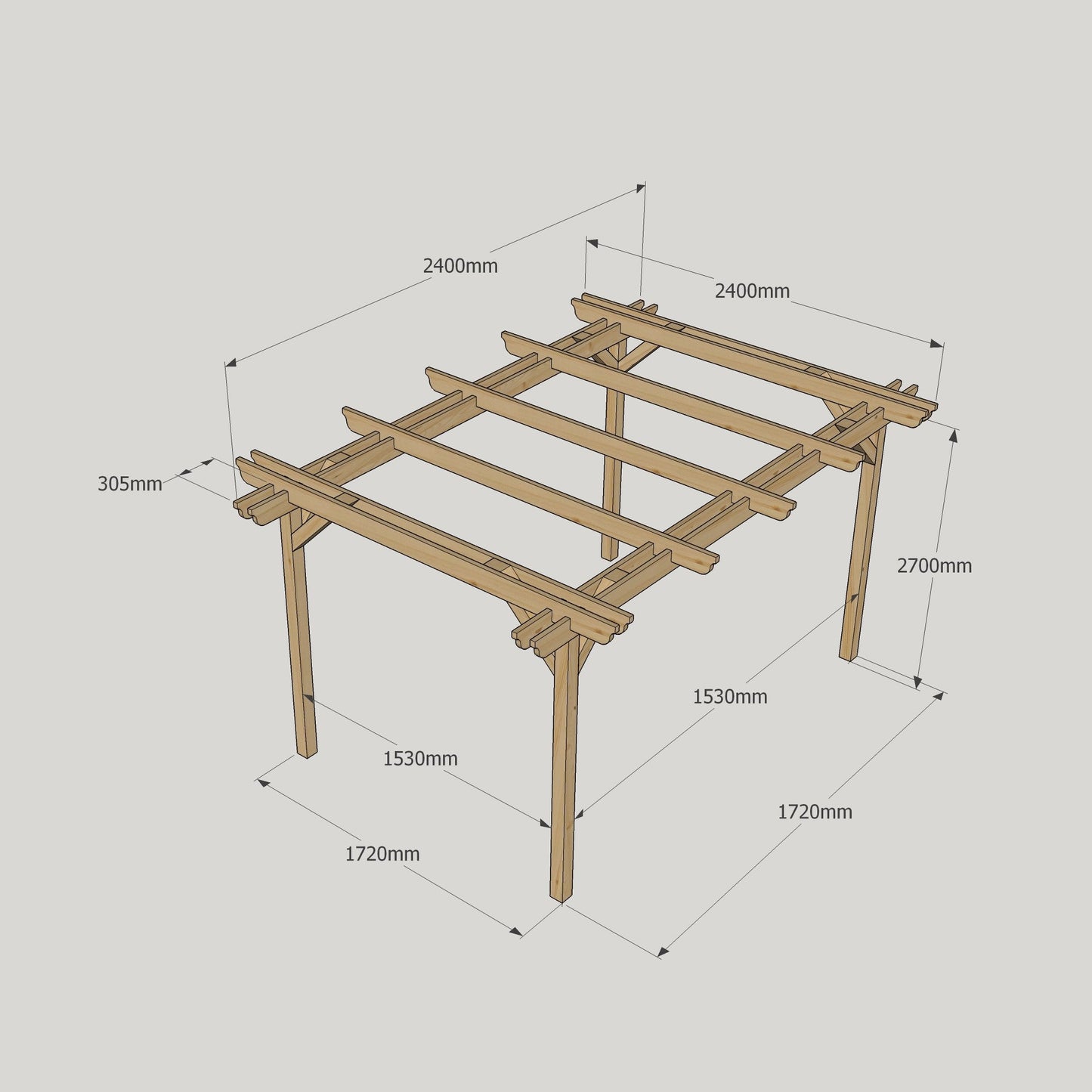 Freestanding Double Garden Pergola - Light Green - 2.4m Width x 2.4m Length