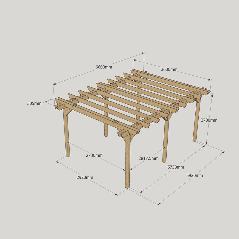 Freestanding Double Garden Pergola - Light Green - 3.6m Width x 6.6m Length