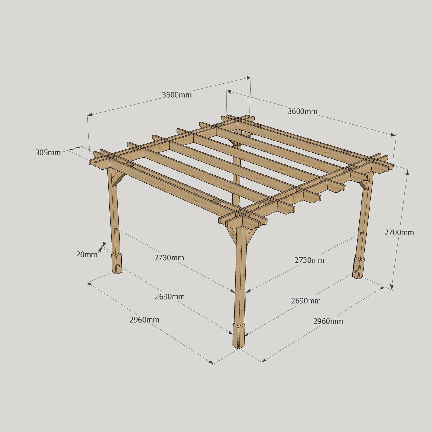 Freestanding Double Premium Pergola - Light Green - 3.6m Width x 3.6m Length