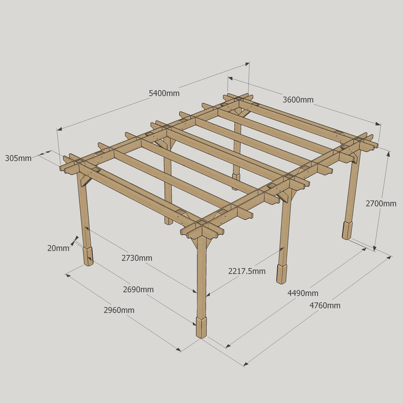 Freestanding Double Premium Pergola - Light Green - 3.6m Width x 5.4m Length