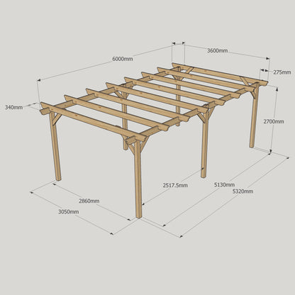 Freestanding Garden Pergola - Light Green - 3.6m Width x 6m Length