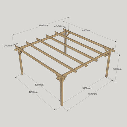 Freestanding Garden Pergola - Light Green - 4.8m Width x 4.8m Length