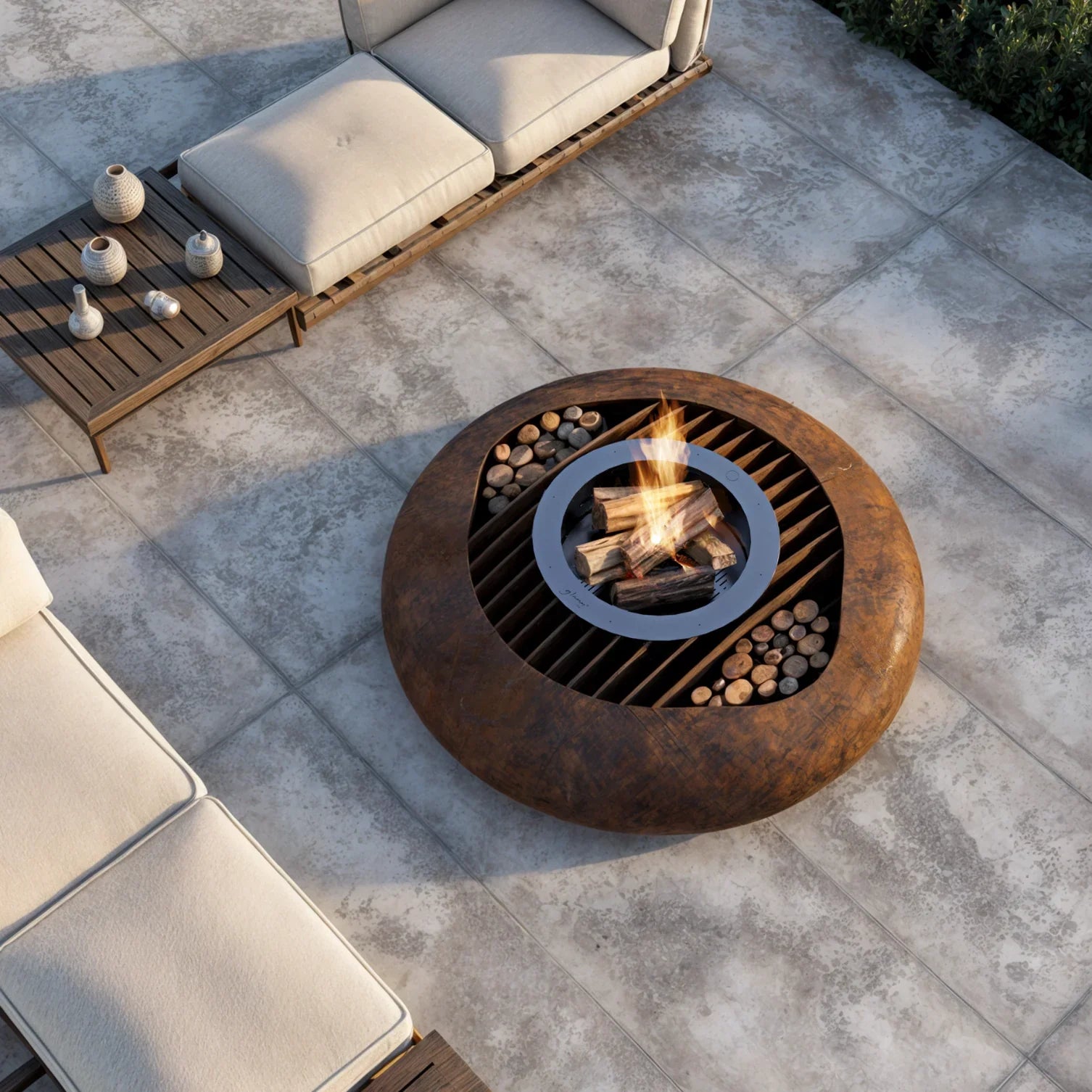 glammfire mime fire pit lifestyle exterior view