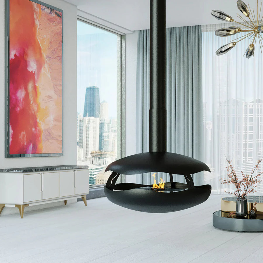 glammfire perola plus suspended fire product exterior view — view 2