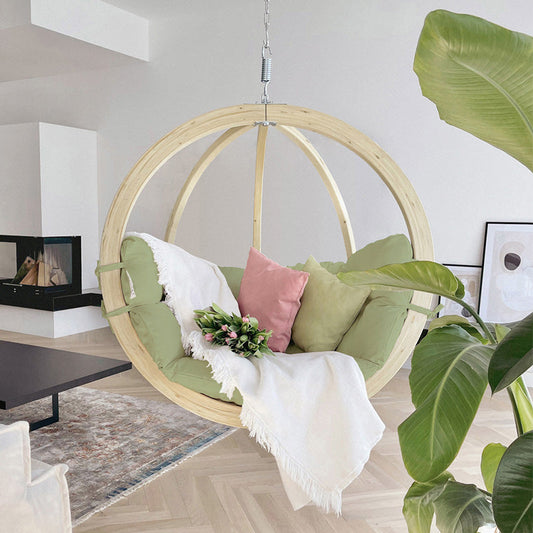 globo single oliva hanging egg chair product exterior view