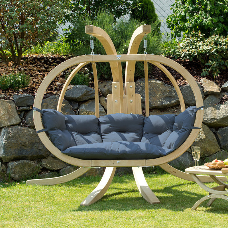globo royal double hanging egg chair set product exterior view — view 13