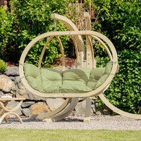 globo royal oliva double seater hanging egg chair product exterior view