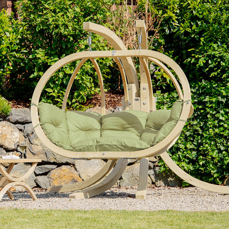 globo royal double hanging egg chair set product exterior view — view 12