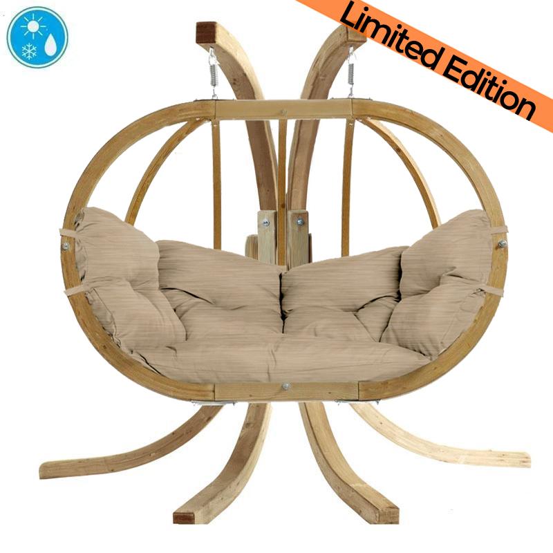 globo royal double hanging egg chair set product exterior view — view 5