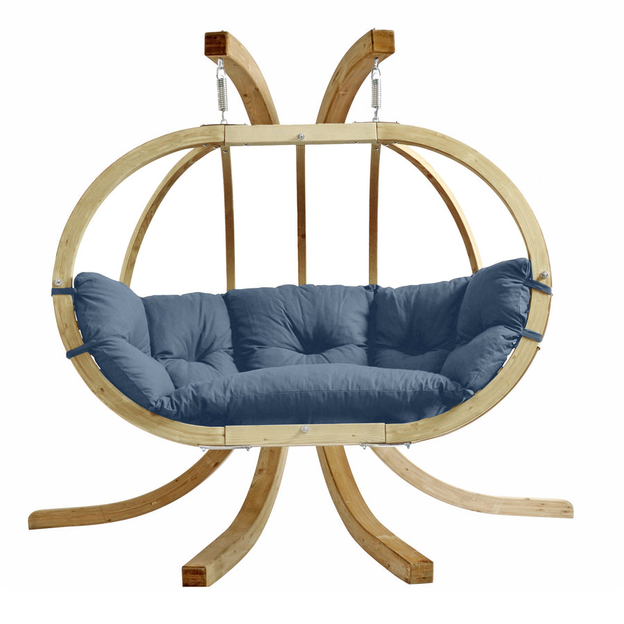 globo royal double hanging egg chair set product exterior view — view 4
