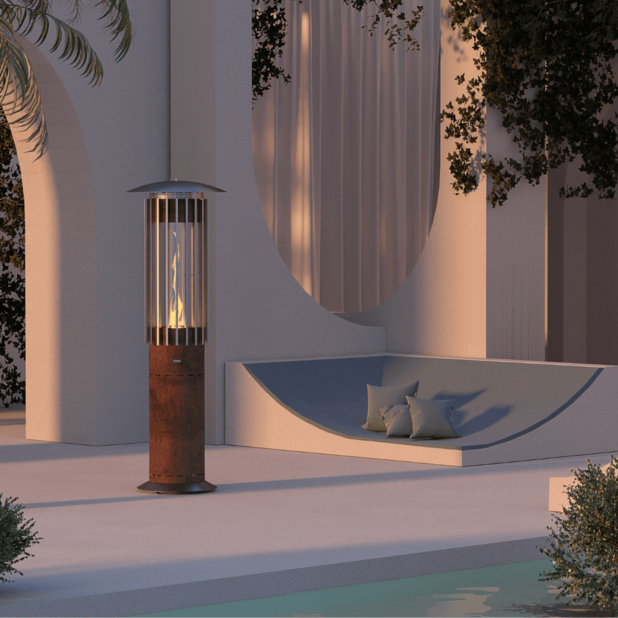 glammfire hedges hyperion gas heater product exterior view — view 3