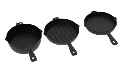 igneus 3 part cast iron pan set product exterior view — view 4