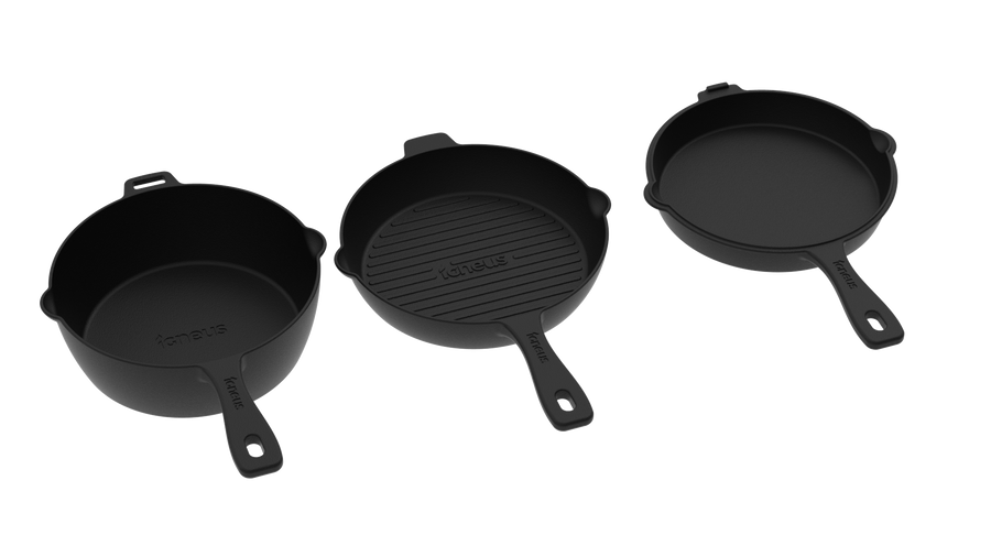 igneus 3 part cast iron pan set product exterior view — view 4