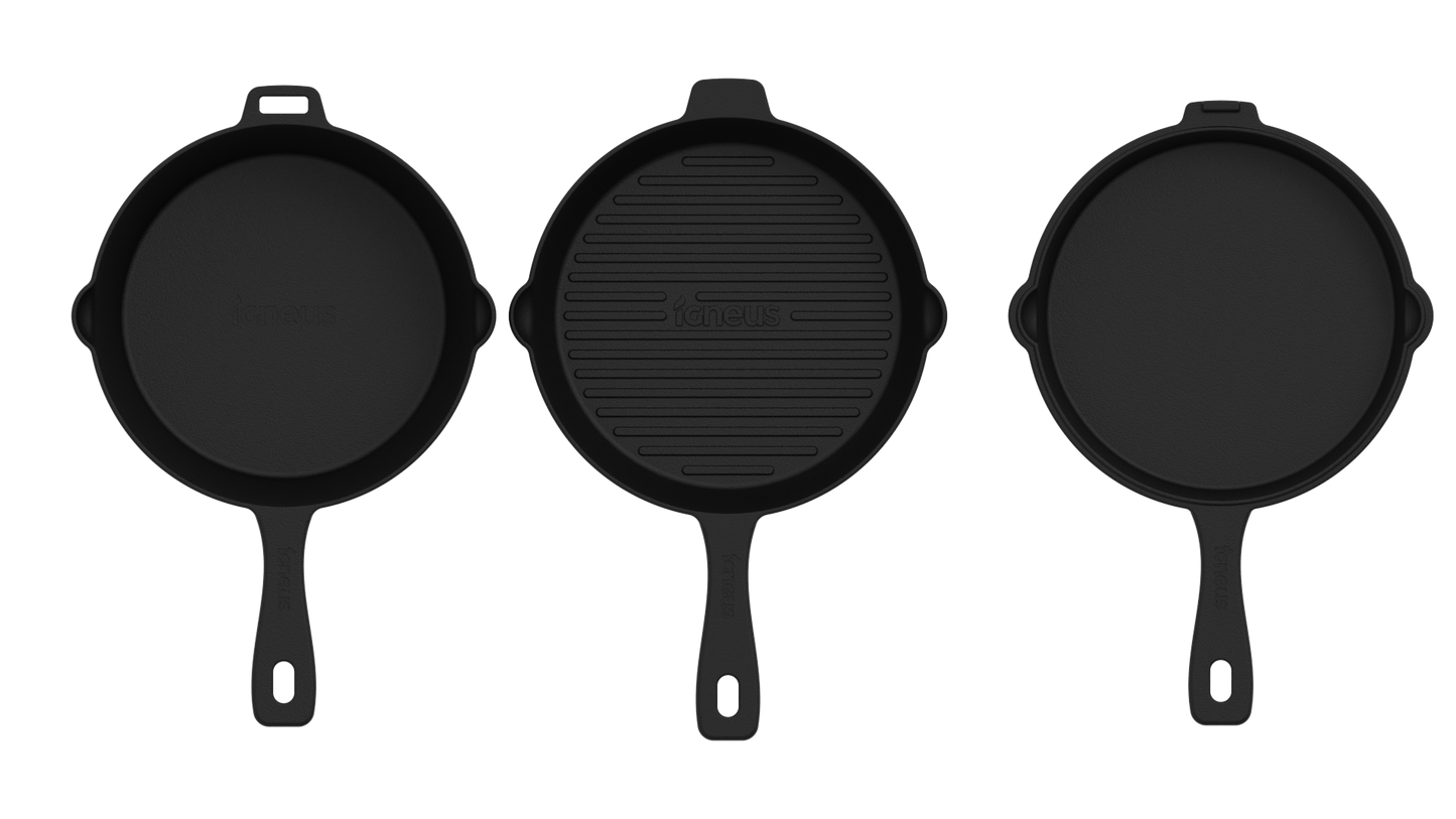 igneus 3 part cast iron pan set product exterior view — view 5