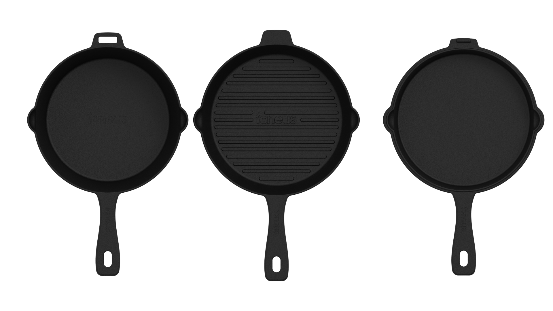 igneus 3 part cast iron pan set product exterior view — view 5