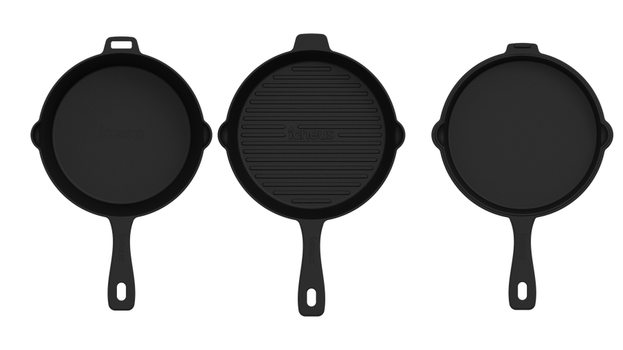 igneus 3 part cast iron pan set product exterior view — view 5