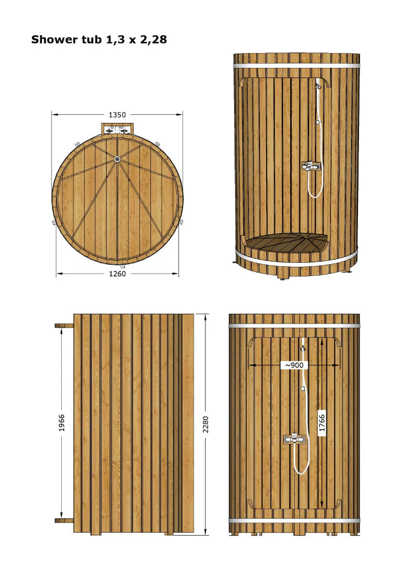 Noosa 230 Outdoor Barrel Shower Spa Hot and Cold for Garden and Sauna