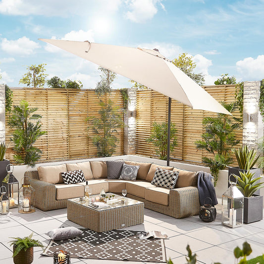 Galaxy Grey Frame LED Cantilever Parasol | Multiple Sizes | Beige & Grey