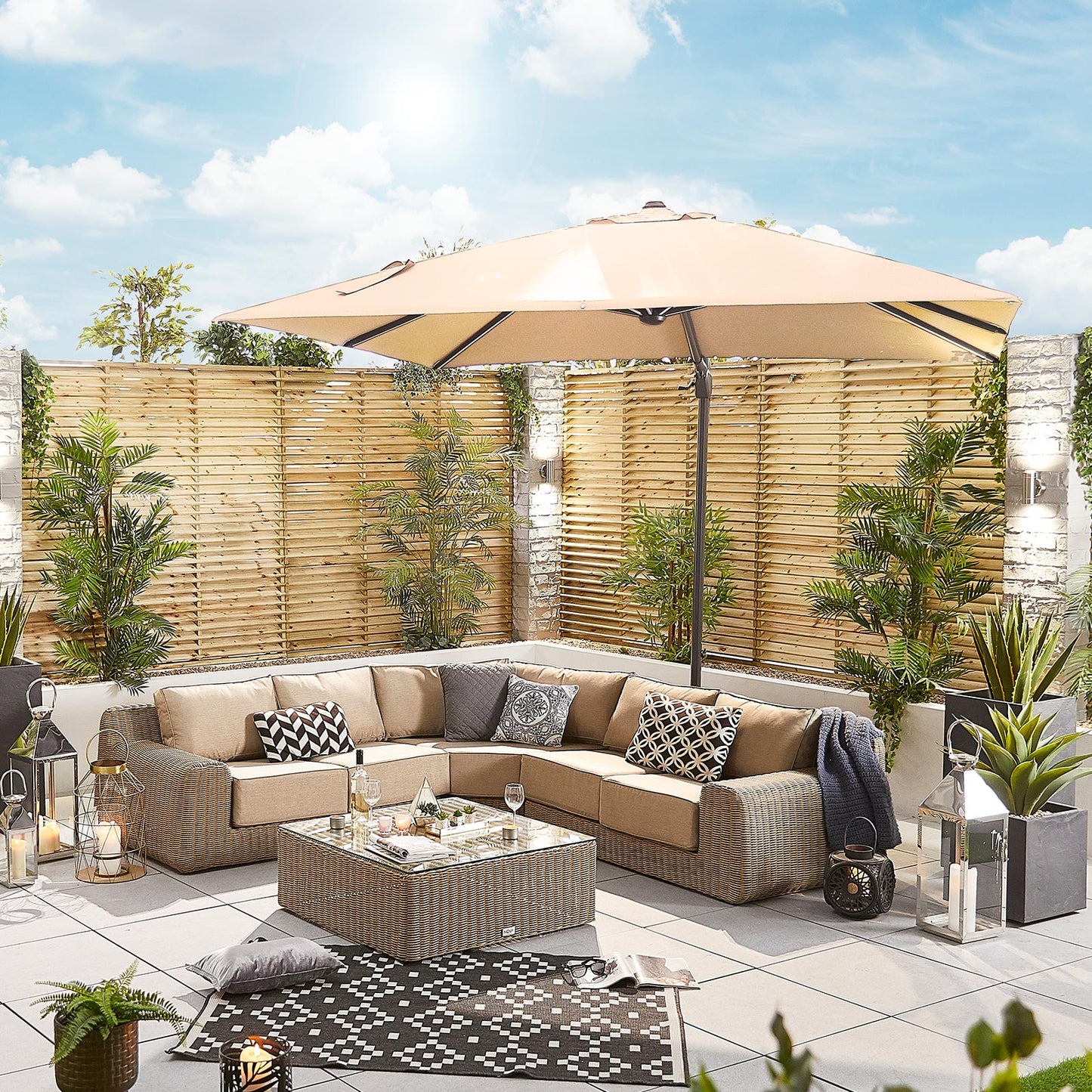 Galaxy Grey Frame LED Cantilever Parasol | Multiple Sizes | Beige & Grey