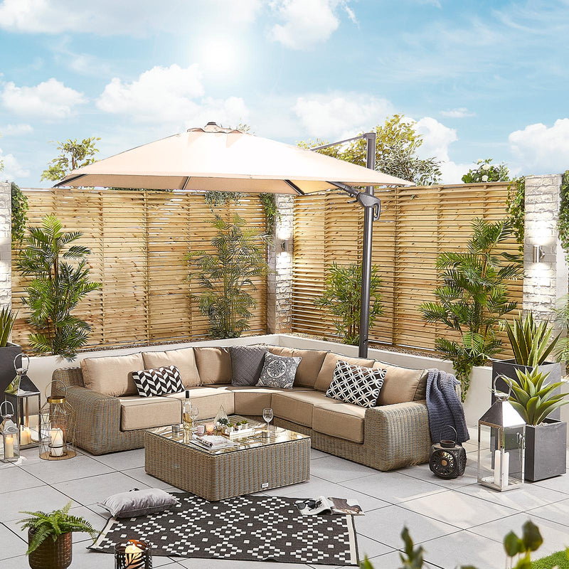 Galaxy Grey Frame LED Cantilever Parasol | Multiple Sizes | Beige & Grey