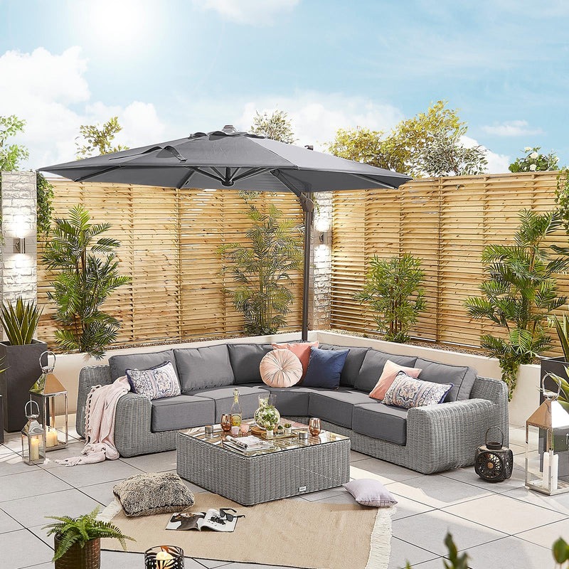 Galaxy Grey Frame LED Cantilever Parasol | Multiple Sizes | Beige & Grey