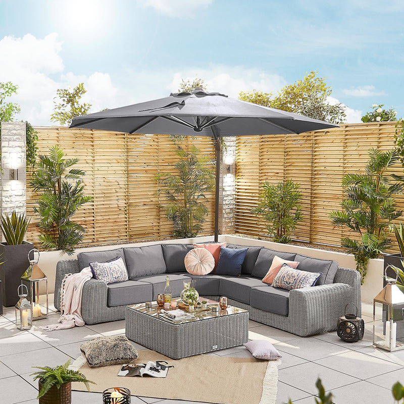 Galaxy Grey Frame LED Cantilever Parasol | Multiple Sizes | Beige & Grey
