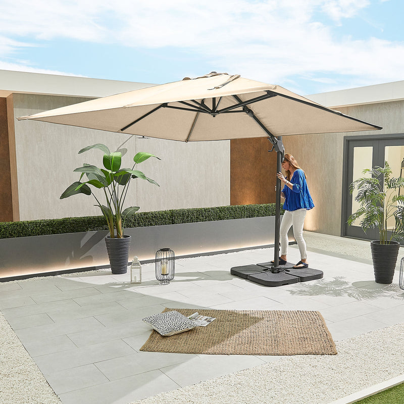 Genesis Grey Frame Cantilever Parasol | 3m Square & 3m x 2.5m Rectangular | Beige
