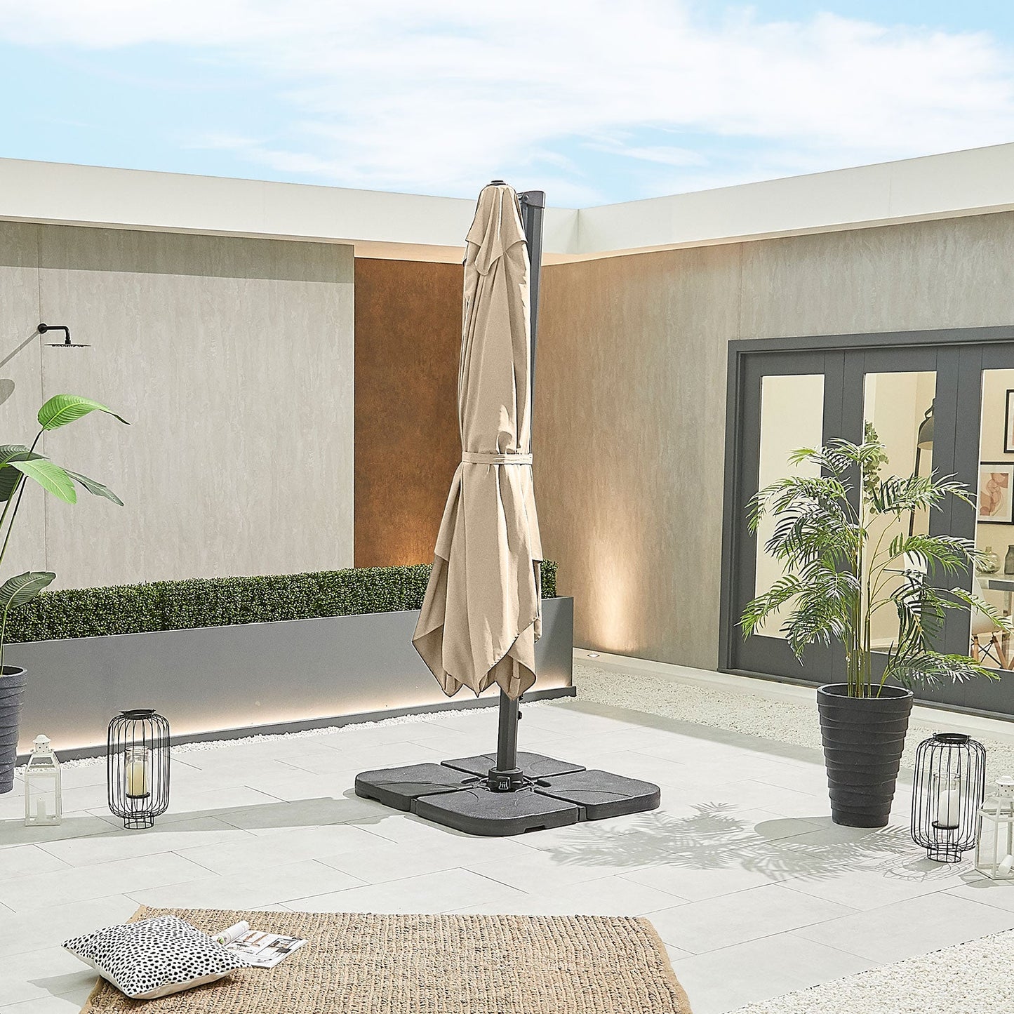 Genesis Grey Frame Cantilever Parasol | 3m Square & 3m x 2.5m Rectangular | Beige